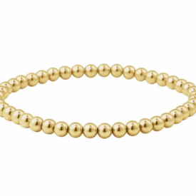 14K Yellow Gold-Filled 4 mm Elastic Bead 6 1/2" Bracelet
