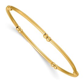 14K Gold Filled 3.0mm Beaded Tube 6.75in Stretch Bracelet