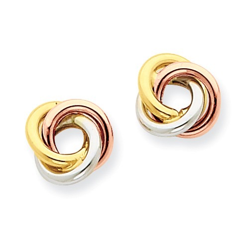 14k Tri-color Twisted Knot Post Earrings - Jonesville