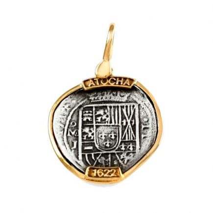 Atocha 7/8" Replica Coin Pendant w/ 14K Yellow Gold 1622 Frame