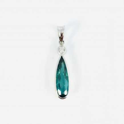 Green Tourmaline and Diamond Pendant