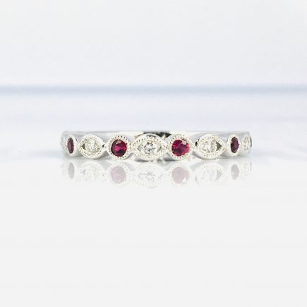 18KW Ruby and Diamond Stack Ring