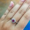 Pink Tourmaline with Diamond Halo Ring - Image 3