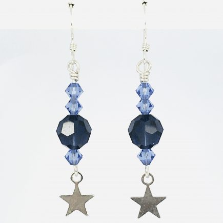 Blue Bead Star Dangle Earrings