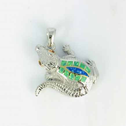 Sterling Silver Baby Alligator Opal Inlay Pendant