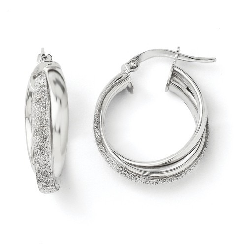 Leslie's 14K White Gold Glimmer Infused Hoop Earrings - Jonesville ...