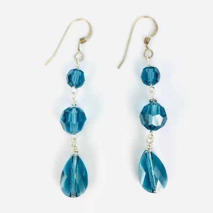 Sterling Silver Swarovski Indicolite Crystal Dangle Earrings