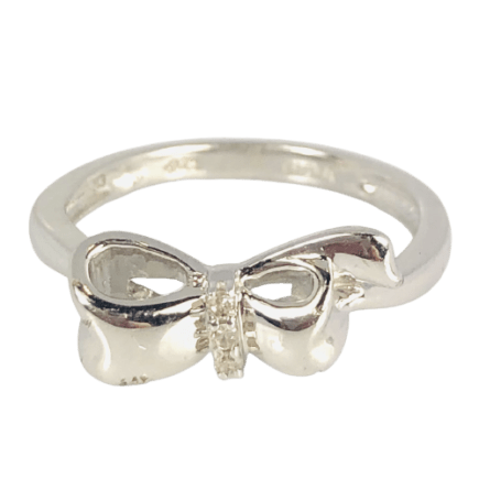 Sterling Silver Bow Ring with Diamonds