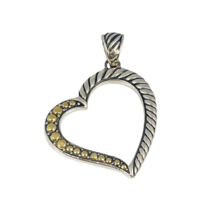 18KY and Sterling Silver Brighton Heart Pendant