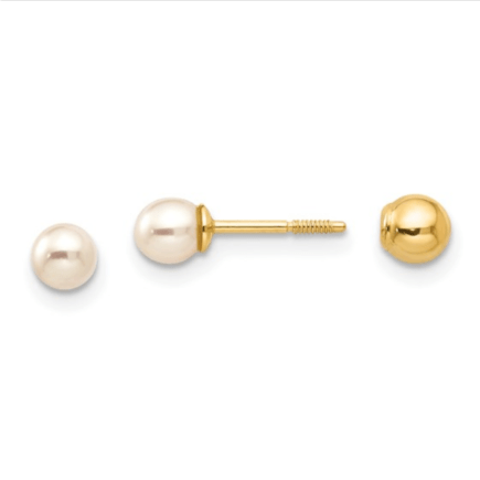 14KY Madi-K Pearl and Gold Ball Reversible Earrings