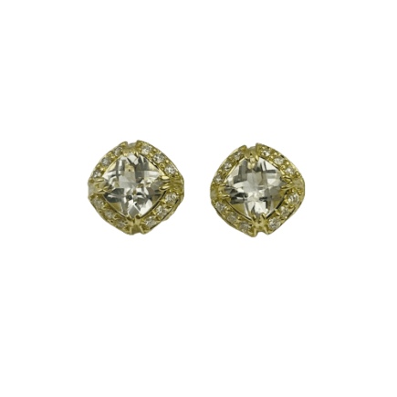 Urban Chic 18KY White Topaz Earrings with Diamonds