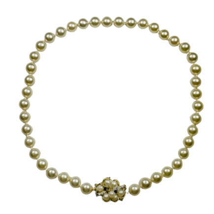 Akoya Pearl Necklace with Sapphire and Diamond Clasp