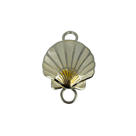 Kovel Sterling Silver Scallop Shell Topper with Mother of Pearl and 14ky Gold Accents