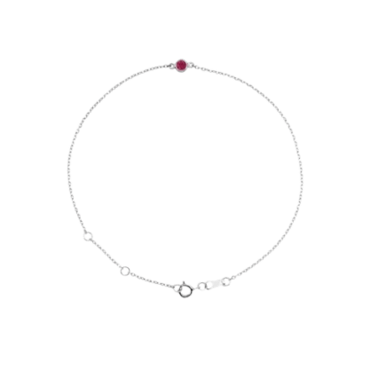 14k White Gold Ruby Bezel Set Bracelet