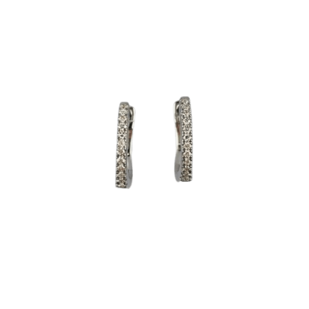 14 Karat White Gold Diamond Hoop Earrings