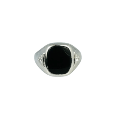 14KW Onyx & Diamond Gents Ring