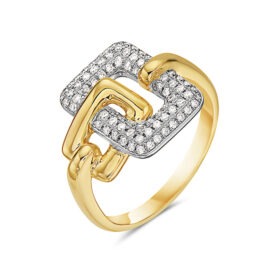 14K Two Toned Diamond Buckle Ring