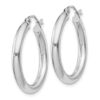 Sterling Silver Rhodium-Plated 3MM Round Hoop Earrings - Image 2