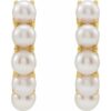 14KY Cultured White Freshwater Pearl 14 mm Huggie Hoop Earrings - Image 2