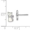 Sterling Silver Rhodium-plated Polished White Enameled Cat Children's Post Earrings - Image 3