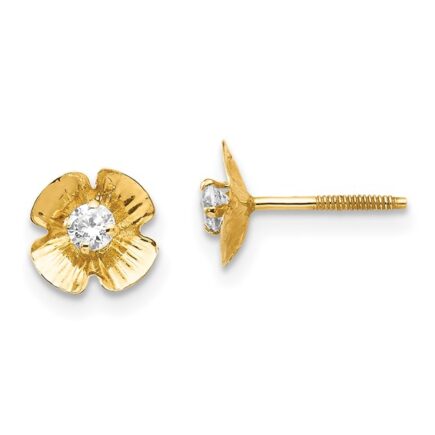 14KY Madi K Flower 2.5mm CZ Post Earrings