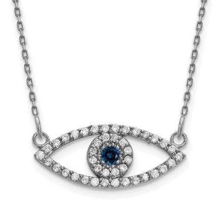 14KW Diamond and Sapphire Evil Eye Necklace