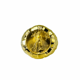14KY Gents Gold Nugget Ring with a 1997 Eagle 5 Dollar Coin Ring