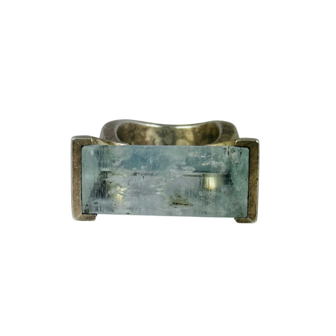 Aquamarine and Sterling Silver Ring