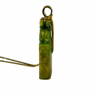 Antique 18KY Dragon Agate/Jade Pendant - Image 2