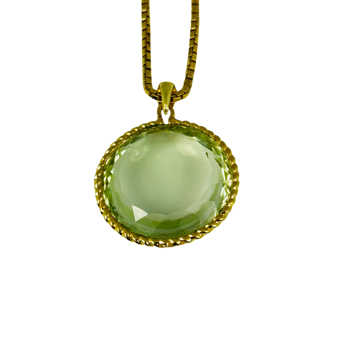 18K Green Quartz Pendant