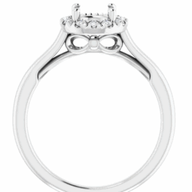 14K White 6 mm Round French-Set Engagement Ring Mounting