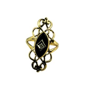 10K Onyx and Diamond Ring