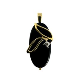 10KY Onyx and Diamond Pendant