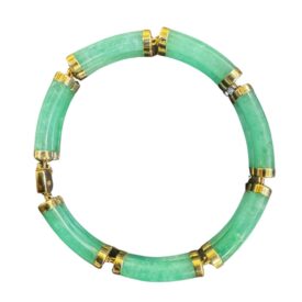 14K Yellow Gold & Natural Jadeite Section Bracelet