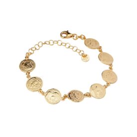 Italian Gold Plated Sterling Silver Coin Bracelet