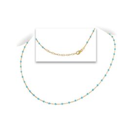 Italian Gold Plated Sterling Turquoise Enamel Necklace