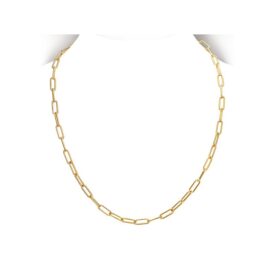 Italian Gold Plated Sterling Silver Paperclip Necklace