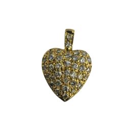 14K Yellow Gold Pave Diamond Heart Pendant