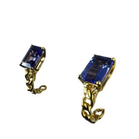 14KY Tanzanite and Diamond Half Hoop Earrings