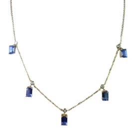 14KY Tanzanite and Diamond Station Necklace