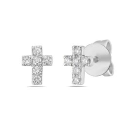 14KW Cross Stud Earrings CTTW 0.12