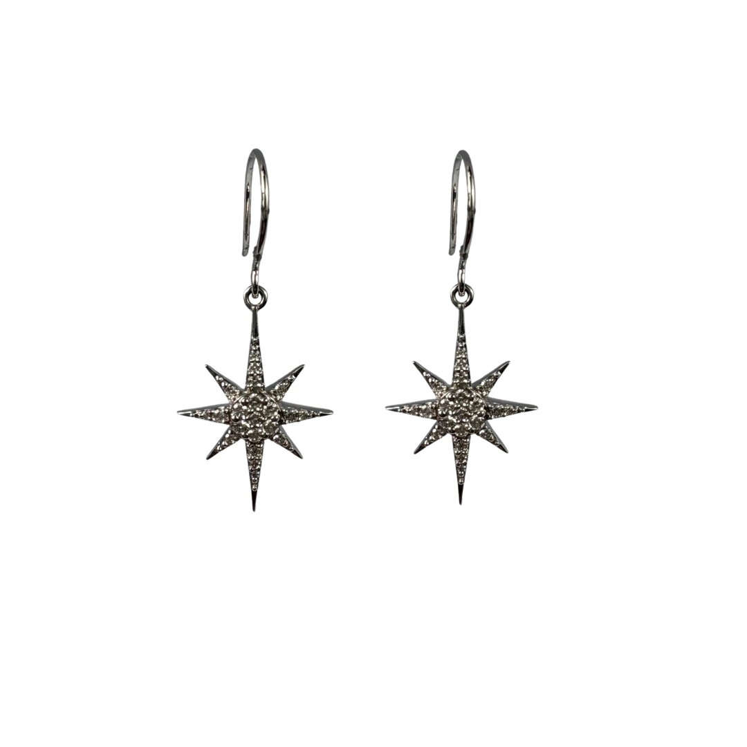 14KW Diamond Star Drop Earrings (0.38 cttw)