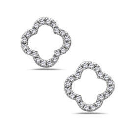 14KW Diamond Clover Stud Earrings CTTW 0.10