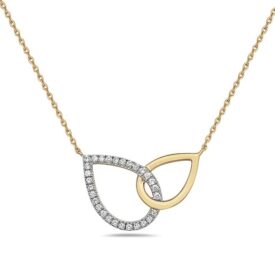 4KY Diamond Interlocking Teardrop Necklace (0.12 cttw):